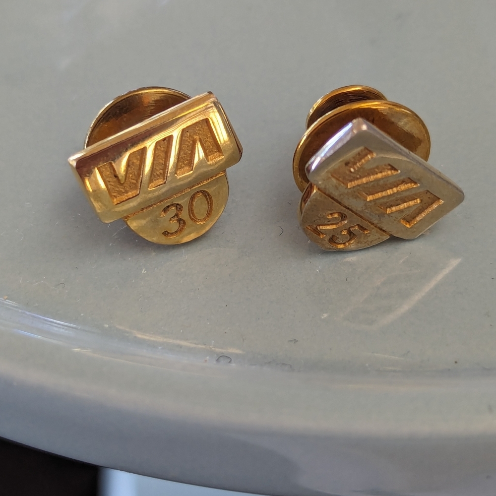 2 Vintage Via Rail Service Pins